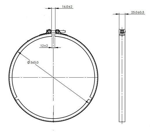 Objímka tlumiče výfuku pr.365mm RVI Euro 6, VOLVO FH4, FM4 Euro 6