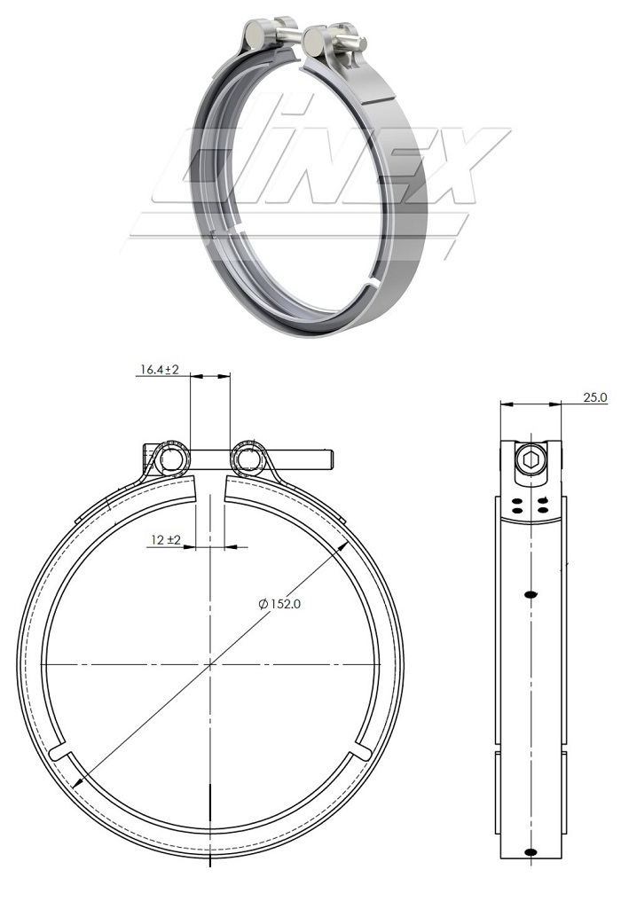 Objímka trubky výfuku pr.152mm VOLVO FH/FM  Euro 6 od 2012, RVI C,K,T, Euro 6