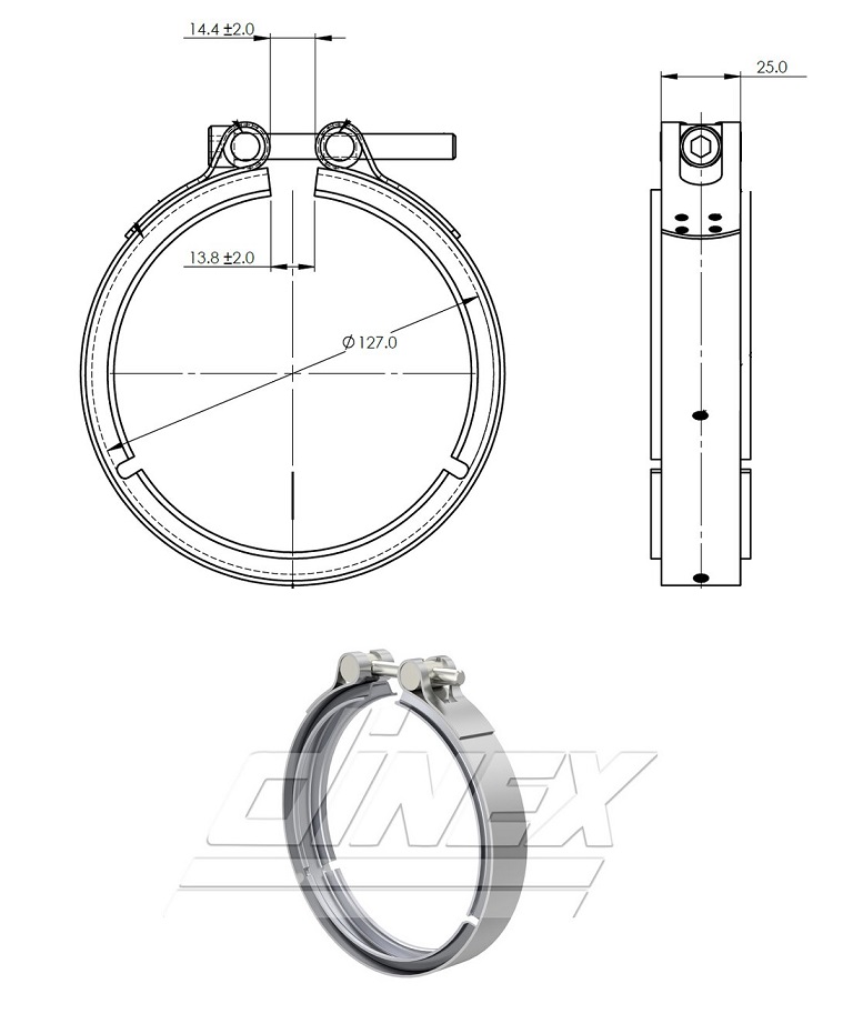 Objímka trubky výfuku pr.127x25mm  VOLVO FL/ FE,  RVI Euro 6