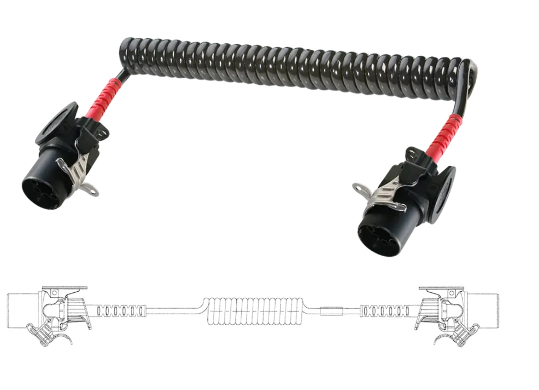 Kabel propojovací  7pin 24V ABS/EBS/ADR spirálový 7,0m s koncovkami 