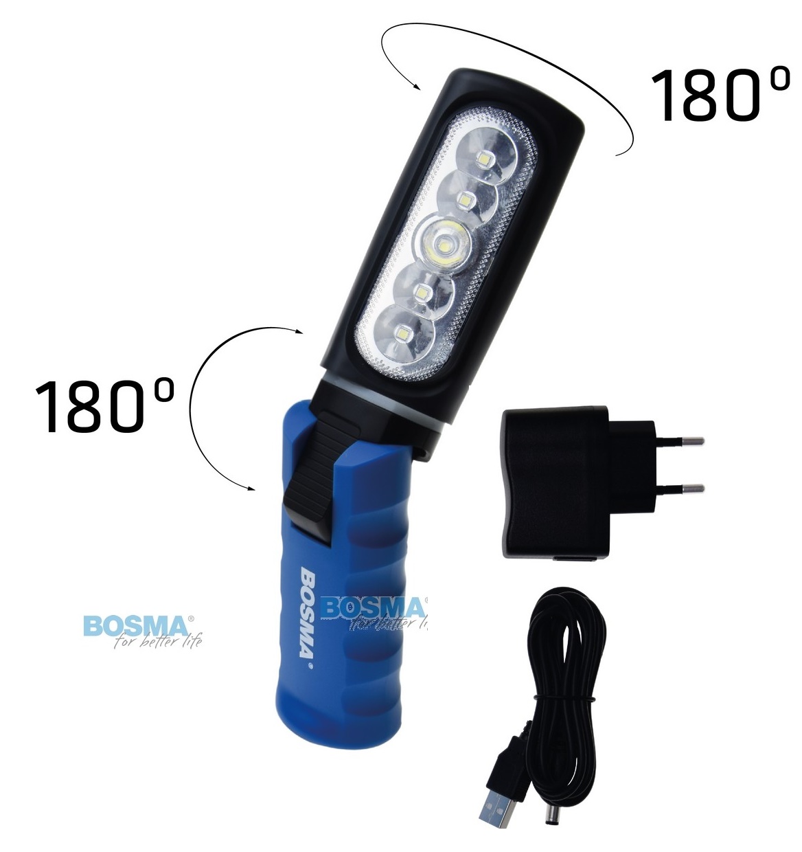 Svítilna dílenská LED 800LM 3,7V/ 6000K, 6xLED 5W LED+4x1W /SMD+2W LED