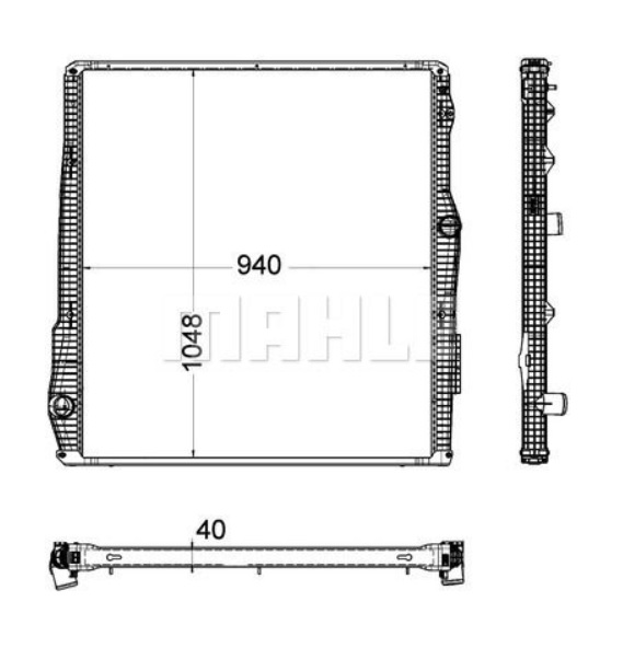 Chladič vody 940x1060x43 s rámem SCANIA L,P,G,R,S Euro 6 od 09.2016/ P,G,R,T Euro 5