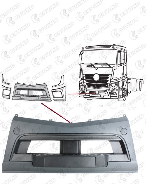 Maska kabiny - nárazník / střední díl MERCEDES Actros MP4 Big Space/ Stream Space