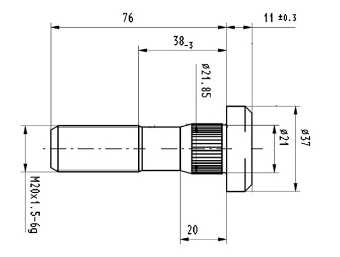 Šroub kolový M20x1,5x85x95 ZN DAF LF45, CF65