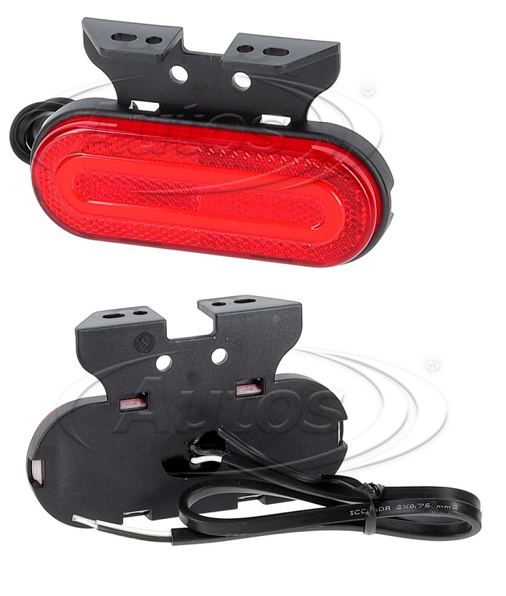 Svítilna poziční 12V/36V LED červená s odrazkou, s držákem 90°, kabel 0,5m