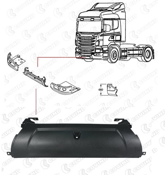 Kryt předního nárazníku - středový SCANIA P,G,R,T od 01.2003