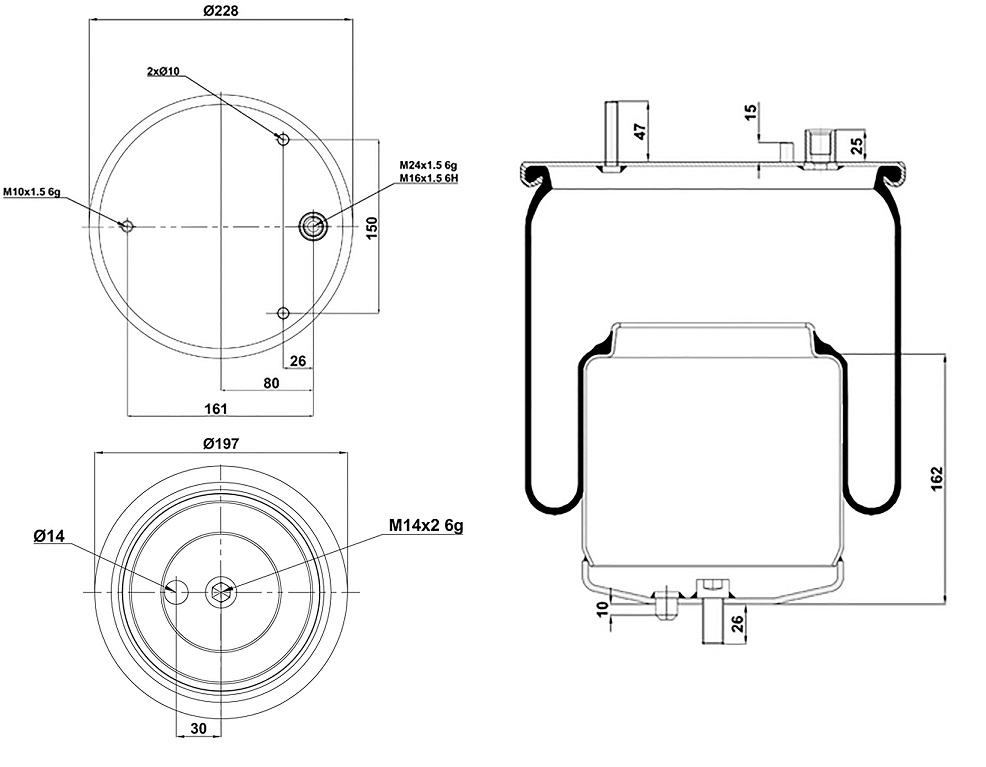 Vlnovec pérování  kompletní - železný zvon VOLVO FH16 II, FHII, FMX II Euro 6 od 2012