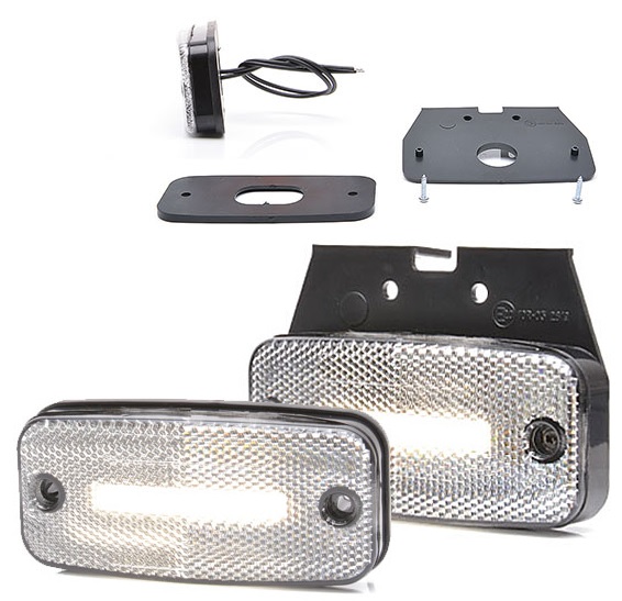 Svítilna poziční bílá LED 12/24V 114x54x22 s držákem a odrazkou a kabelem 0,22m