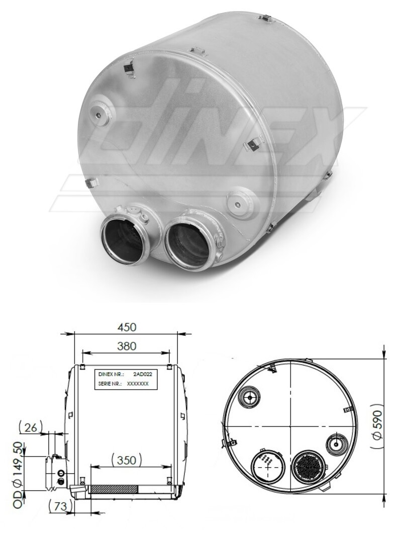 Tlumič výfuku s katalyzátorem DAF CF75, CF85 od 09.2006, XF95, XF105 od 09.2006 Euro 4/5