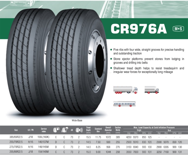 Pneumatika nákladní 295/80 R22,5" CR976A 154/149M  18PR  M+S TL / vodící