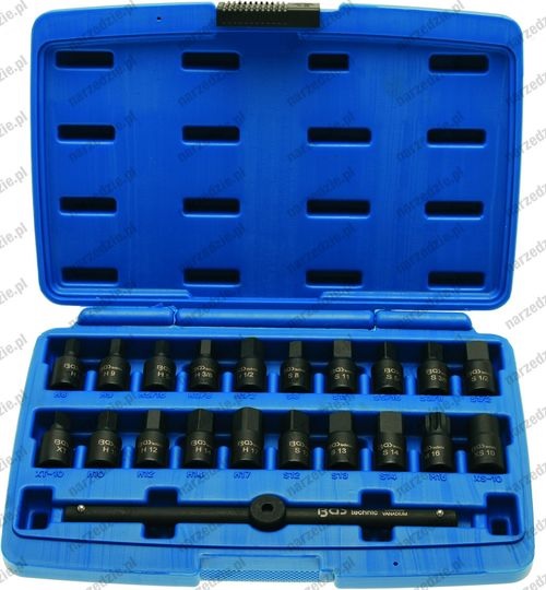 Klíč GOLA 3/8" pro demontáž olejových zátek - sada 21 ks