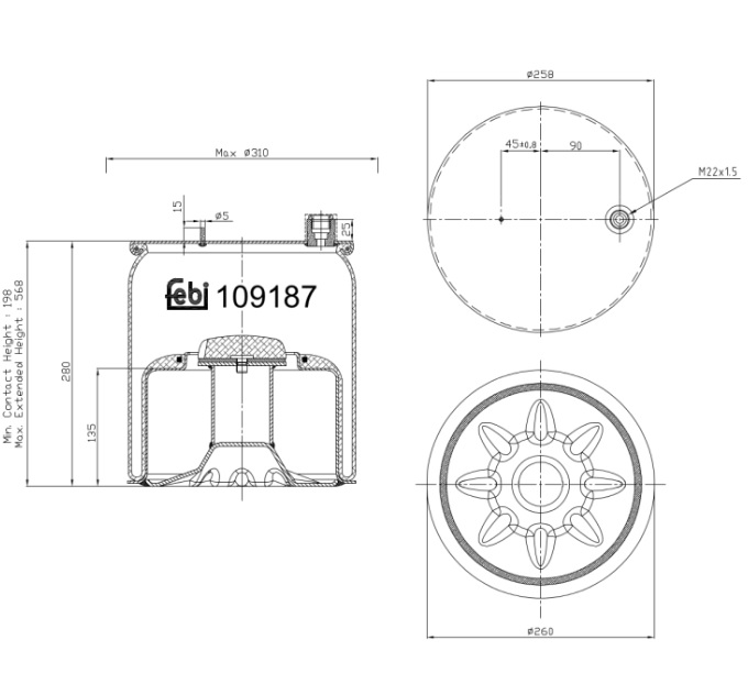 Vlnovec pérování kompetní - železný zvon PN MERCEDES Actros MP4/MP5