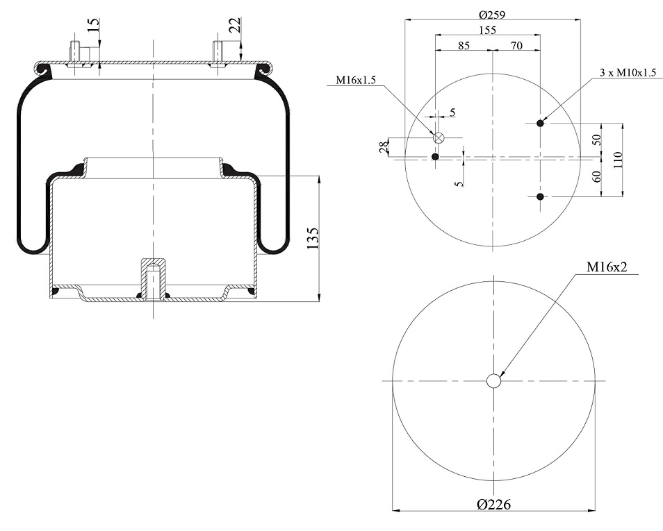 Vlnovec pérování LFB 2172590 M1 železný zvon ZN DAF XF105, XF106, XF95 od 01.2002