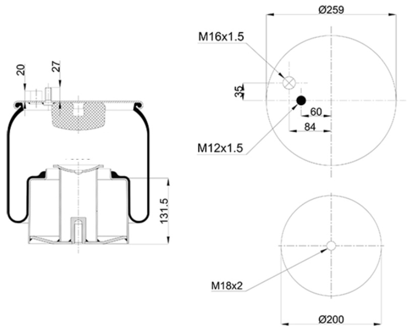 Vlnovec pérování kompletní - železný zvon MAN TGA, TGS, TGX