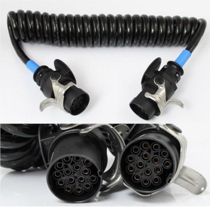 Kabel propojovací 15pin 24V ABS/ADR spirálový 4m s koncovkou