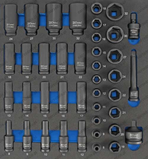 Sada nářadí do vozíku - klíč nástrčný GOLA 1/2" s příslušenstvím, 41 ks