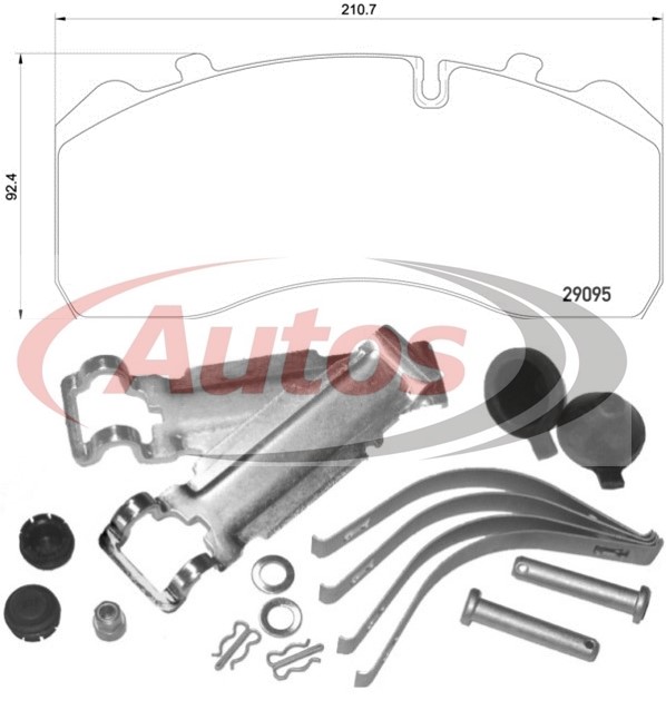 Deska brzdová 29093,29094,29095 Textar 211x92x30  MAN 2000,MERCEDES Atego,SAF,BPW,SCANIA
