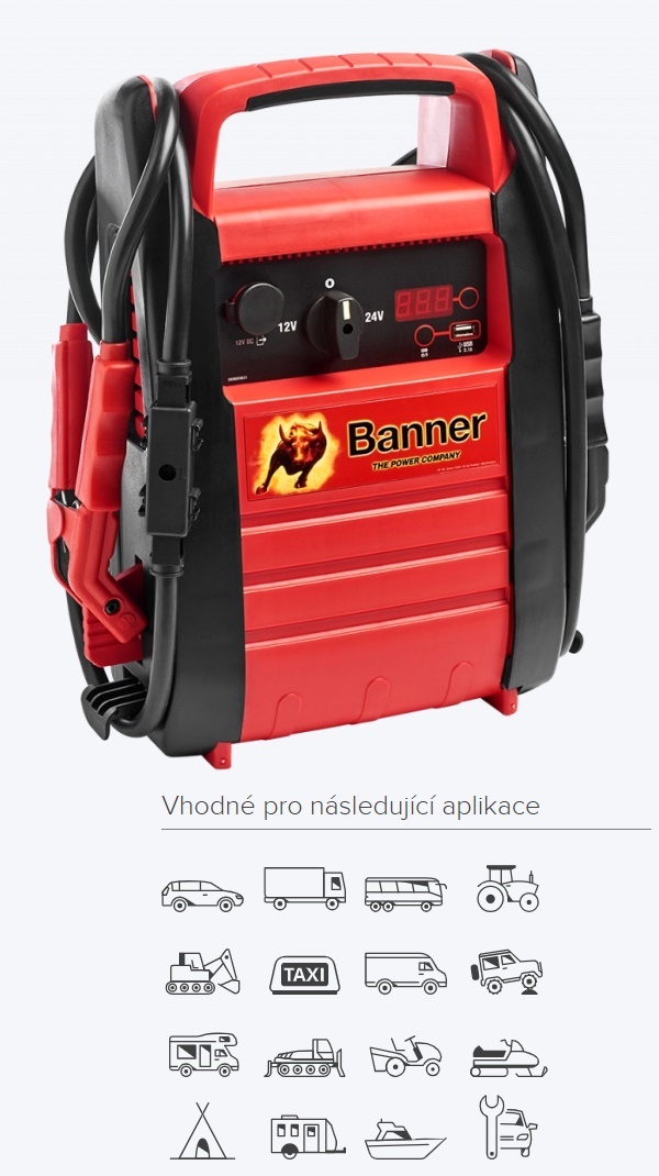 Zdroj startovací pomocný 12V/24V 1800A/900A Banner Power Booster PB 12/24