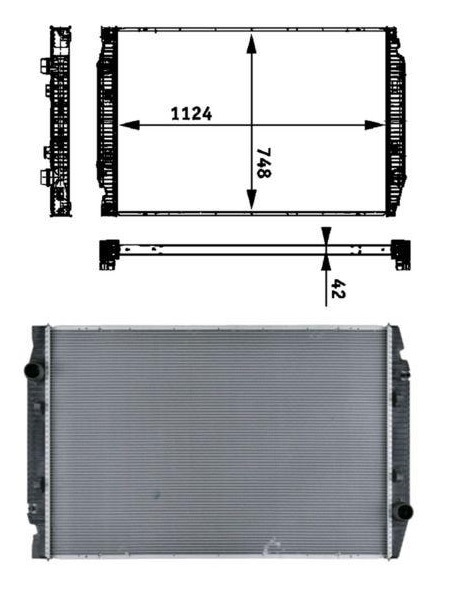 Chladič vody 1122x739x48 bez rámu IVECO Stralis od 02.2002, S-Way/ X-Way Euro 6 od 07.2019
