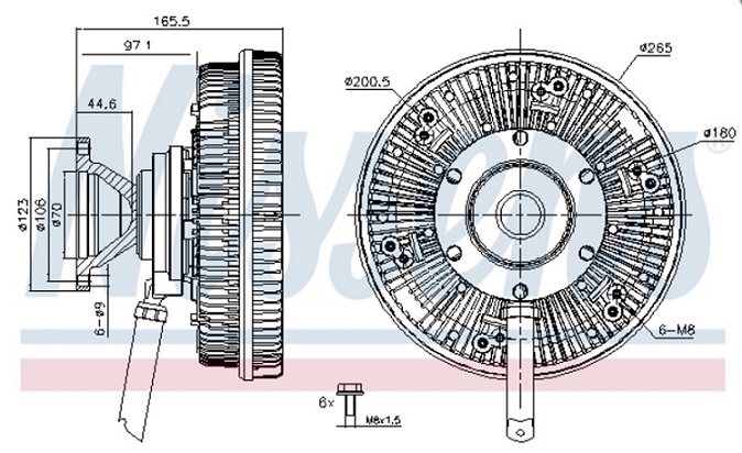 Viskospojka bez ventilátoru 265mm SCANIA P, G, R, T DC11.08-OSC11.03 03.04