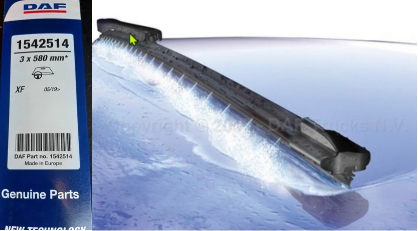 Lišta stěrače 580/580mm s ostřikem - sada 3 ks DAF XF DH7 Euro 6 od 05.2019