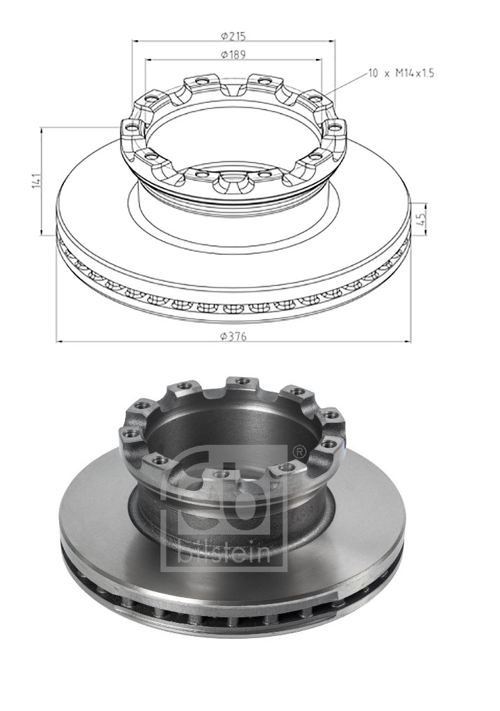 Kotouč brzdový 377x45x141 PN SAF B9-19,5"