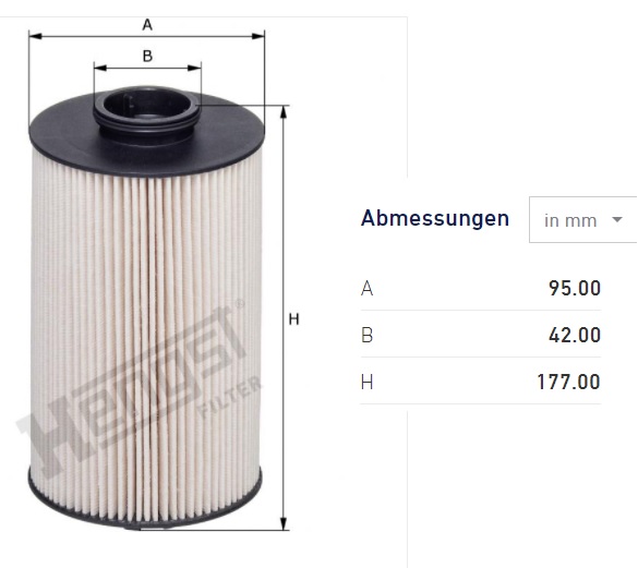 Filtr paliva MAN TGS, TGX D1556LF07-D2676LF80 od 01.2019