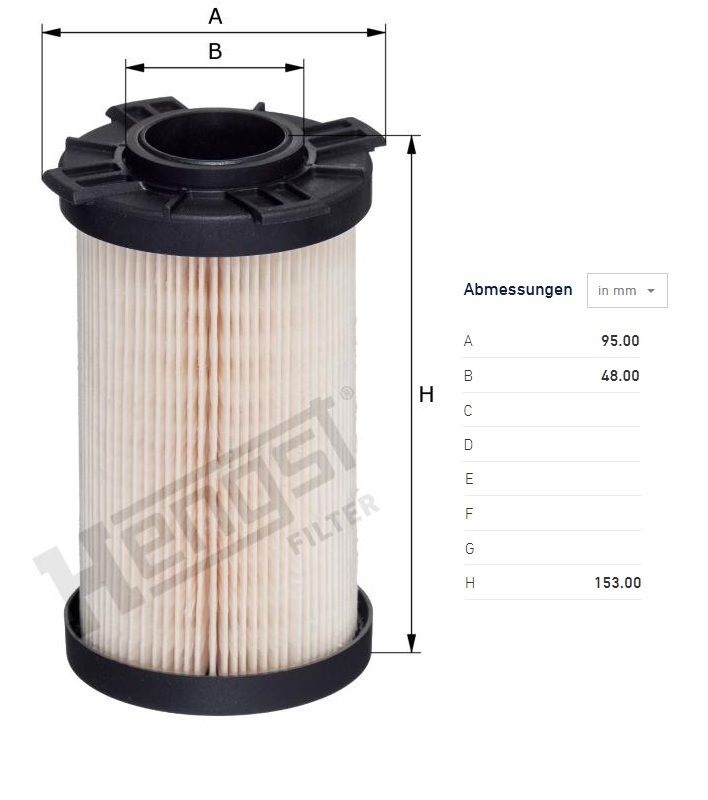 Filtr paliva DAF CF86 PX-7 Euro 6 od 08.2017, LF46/56 PX-4/5/7 Euro 6 od 05.2013