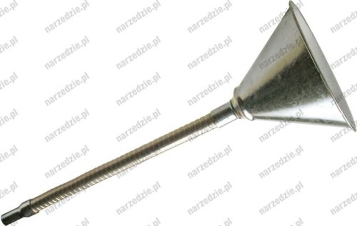 Nálevka kovová s pružnou trubkou a sítkem, pr. trychtýře 145mm, délla trubky 300mm