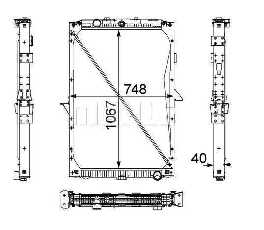 Chladič vody 1068x791x42 s rámem DAF XF105 Euro 5 od 10.2005