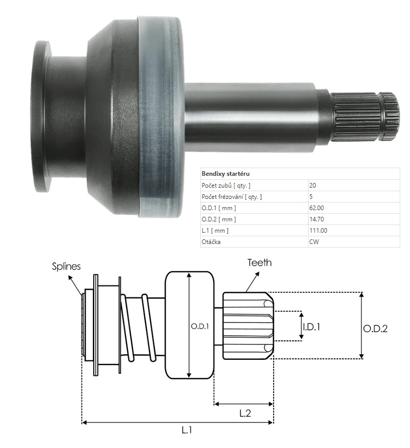 Pastorek startéru M008T6../ M8T6..  MAN TGL, TGM