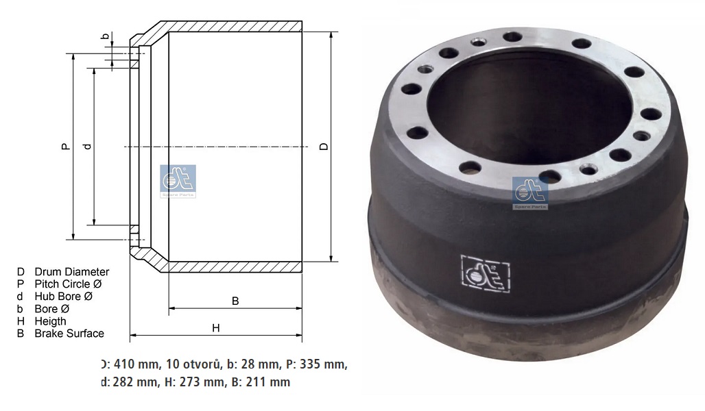 Buben brzdový 410x273 VOLVO FH/FM, BUS B10B/B12/B7
