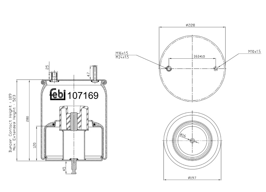 Vlnovec pérování kompletní -  železný zvon VOLVO FH, FM od 2005 do 2012, FMX 6x2