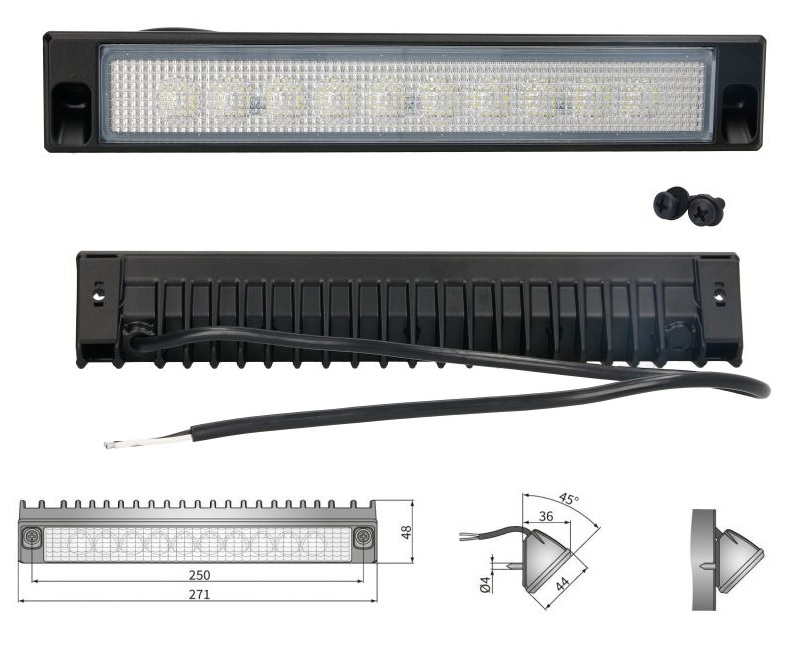 Rampa světelná - pracovní 10xLED 12V/24V 19W úhel 45° 1400lm IP67/69