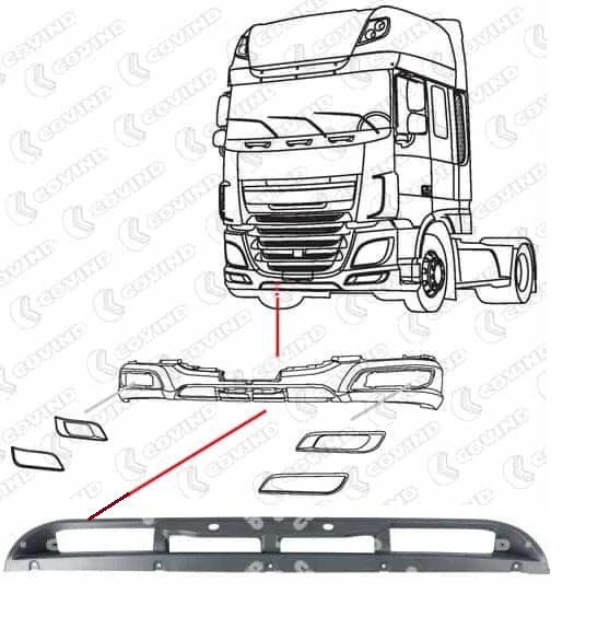 Nárazník přední - střední spodní díl DAF XF106 Euro 6