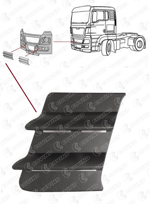 Krytka mlhové svítilny v nárazníku P MAN TGS od 09.2007