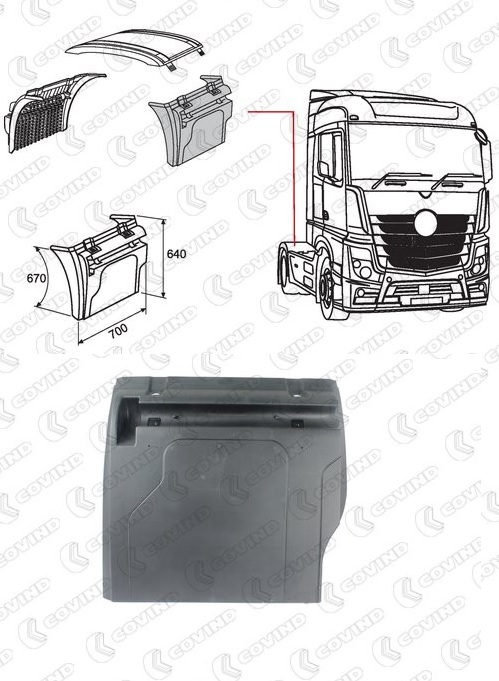 Blatník zadní - díl přední P MERCEDES Actros MP4, Classic Space/ Stream Space/Big Space