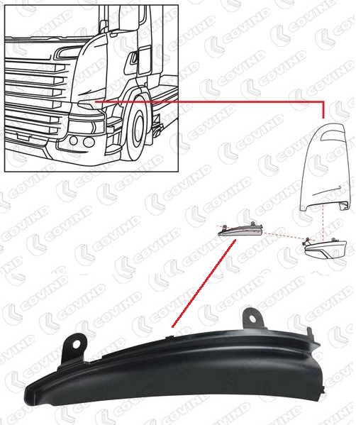 Spojler spodní rohu kabiny L SCANIA R 2010