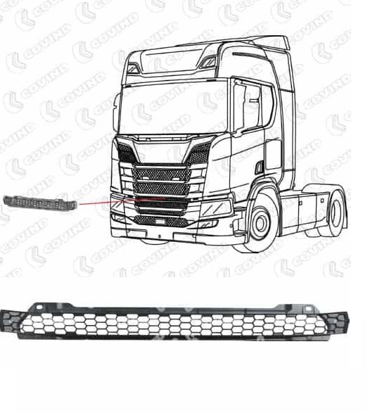 Mřížka středové masky - horní díl SCANIA L,P,G,R,S Euro 6 od 08.2016