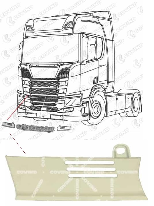 Kryt střední masky kabiny P SCANIA L,P,G,R,S, Euro 6 od 2017