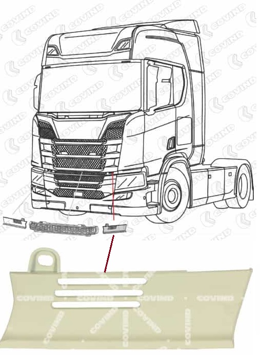 Kryt střední masky kabiny L SCANIA L,P,G,R,S, Euro 6 od 2017