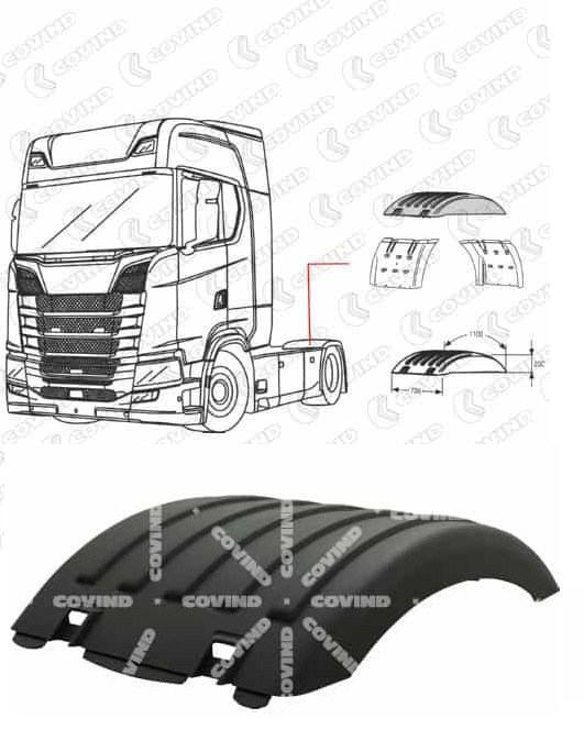 Blatník horní ZN L/P bez držáků SCANIA L,P,G,R,S Euro 6 od 09.2016 