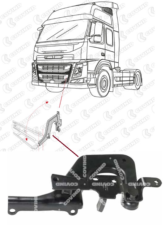 Závěs masky kabiny spodní L VOLVO FH/FM Euro 6 od 04.2012