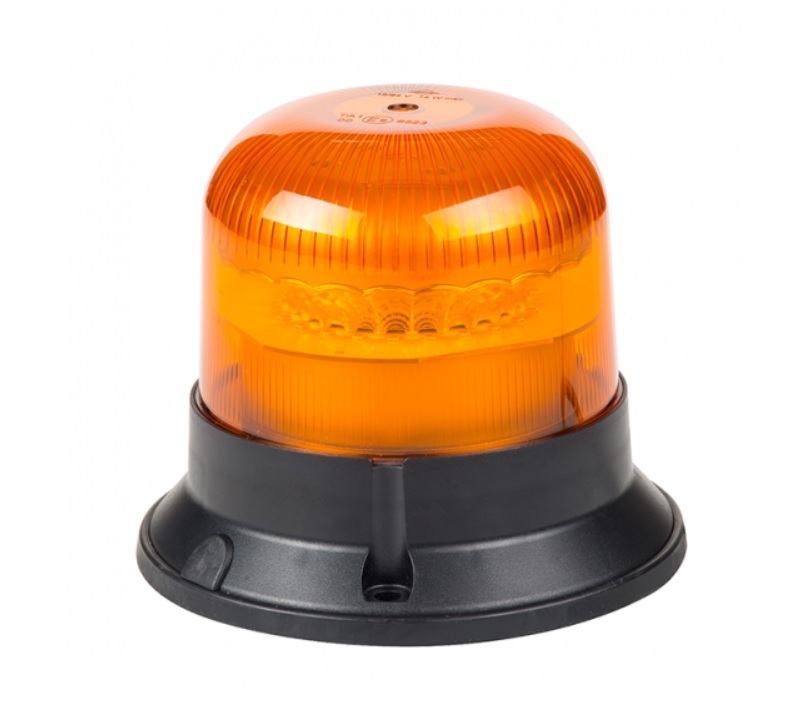 Maják výstražný jednozáblesk 12V/24V LED 14W oranžový, pevná montáž, kabel 1,5m