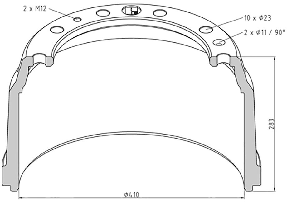 Buben brzdový 410x283 ZN IVECO E.Trakker, Stralis, E.Tech, Trakker