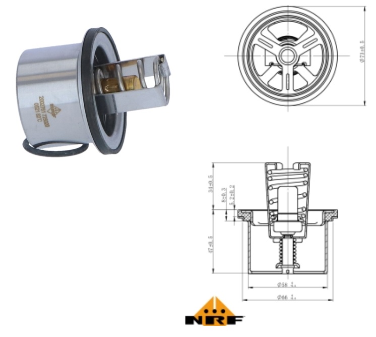 Termostat 86°C s těsněním VOLVO FL6,FM12, FL12, F10, F16, FH12, FH16 TD61/TD63/TD102/TD103