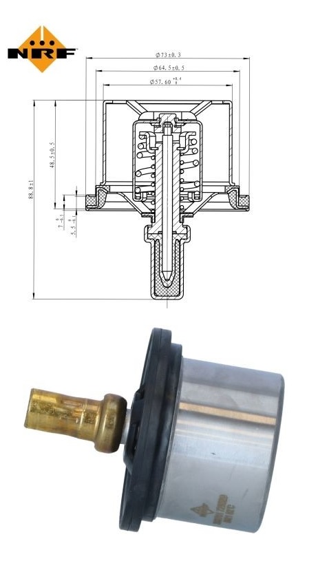 Termostat 82°C s těsněním DAF 75, VOLVO FH16, FL6, F12