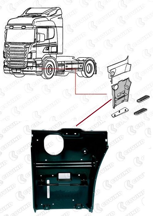 Držák schodu kabiny železný L SCANIA P,G,R,T