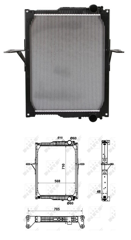 Chladič vody 523x529x58 bez rámu DAF LF 45, LF 55 BE110C-FR136S1 od 01.2001