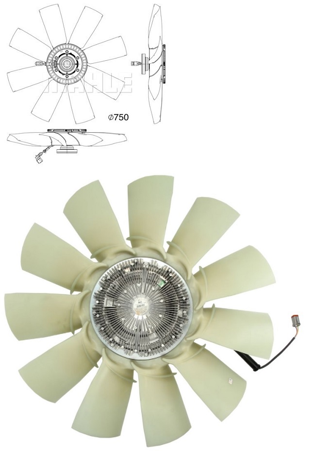 Viskospojka s ventilátorem pr.750mm/8 lop. RVI T DTI11-122HH-DTI13-122HM Euro 6 od 01.2013